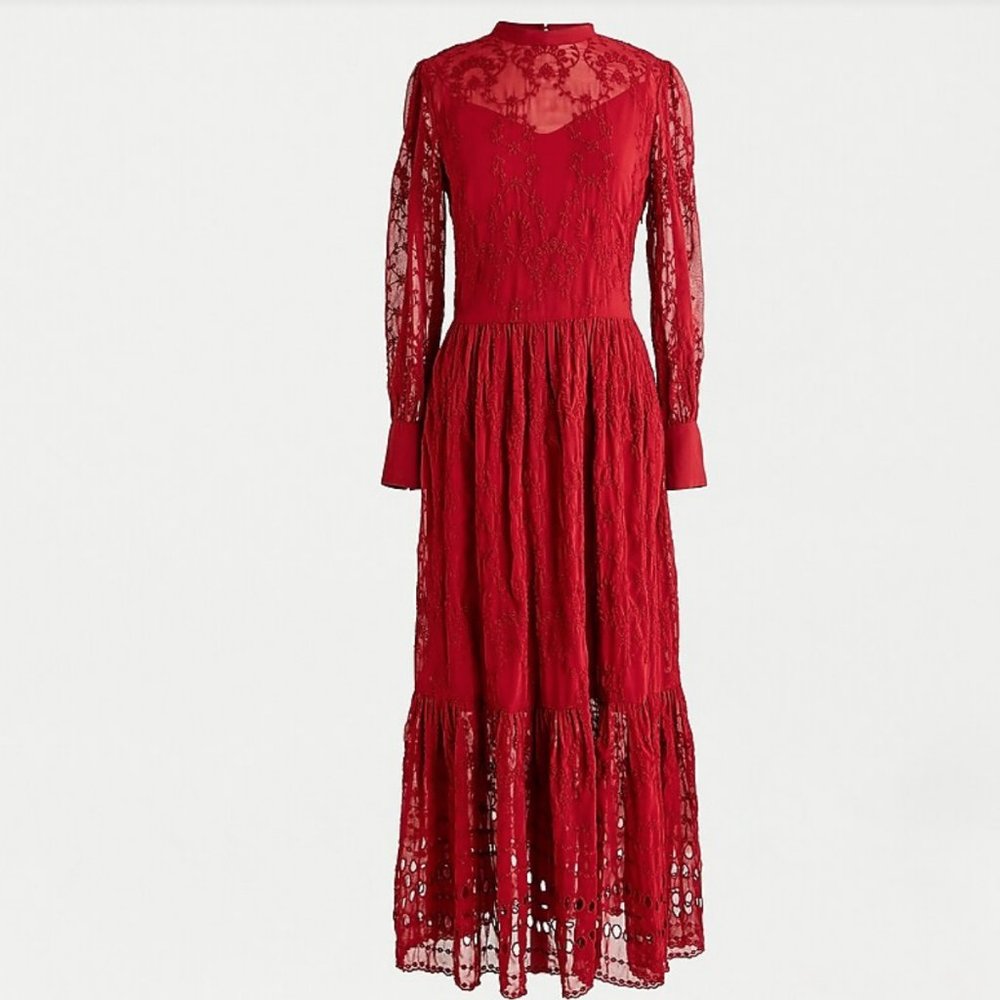 HostPick J.Crew Embroidered long-sleeve midi dress